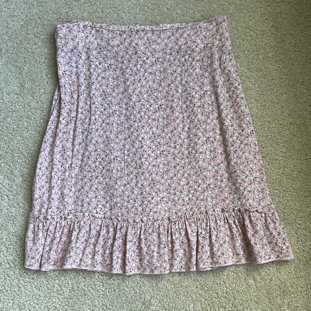 Brandy Melville Pink Floral Mini Skirt